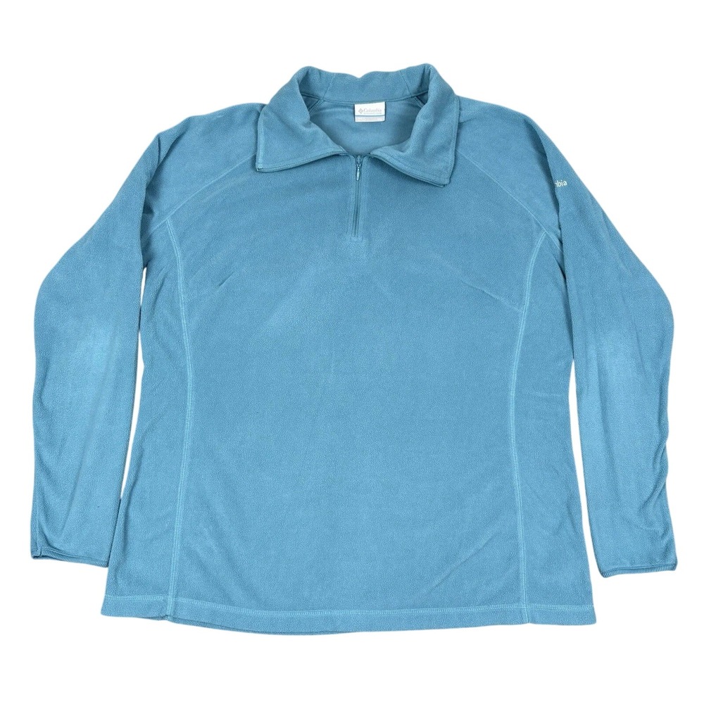 Columbia Blue Quarter Zip Fleece Jumper Mens XXL Pullover Outdoor Hiking Warm